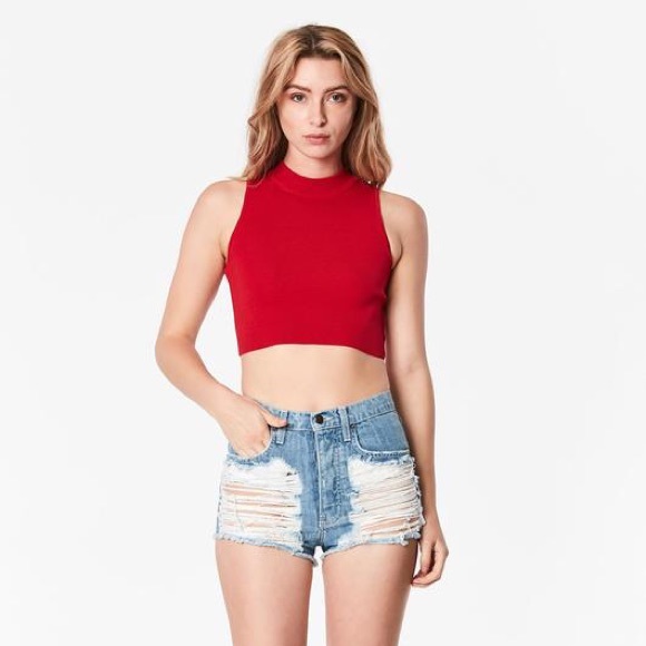 CARMAR Mock Neck Sleeveless Cropped Ribbed Sweater - Picture 3 of 6